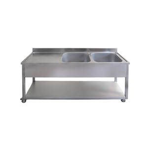 SS-SN-DBL-T01 Metal Double Sink on Wheels with mixer Tap